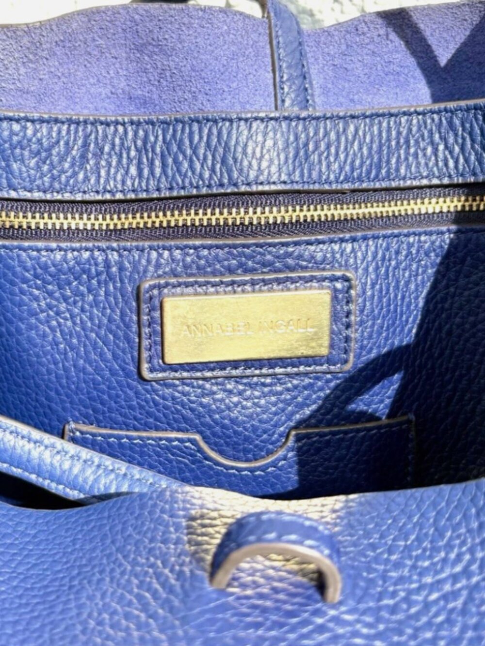 ANNABEL INGALL Isabella Tote in DEEP BLUE size LARGE -- Luxury Leather Bag! - Picture 4 of 13